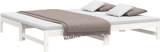 vidaXL Sofá cama extraíble madera maciza de pino blanco 2x(100x200) cm Vidaxl