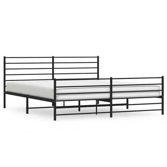 Berkfield Home Metal Bed Frame with Headboard & Footboard Black 183x213 cm