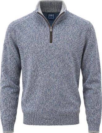 Fedeli Trui met halve rits van babyalpaca - Heren - Coltruien - Blauw - 2XL - Wol - Truien & Vesten