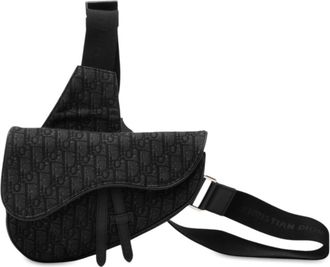 Dior Black Canvas Leather Saddle Bag Shoulder Bag Sling Bag (Pre-Owned)
