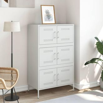 Berkfield Home Highboard White 68x39x113 cm Steel | Size: 68 x 39 x 113 cm