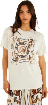 Farm Rio T-shirt Equestre Slim - - Tops - Donna - Bianco - M