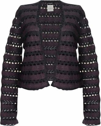 Chanel Cashmere Blend Crochet Knit Cardigan Size M