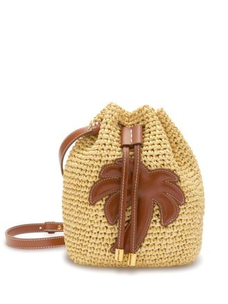 Palm Angels palm tree-appliqu&eacute; woven bucket bag - Neutrals
