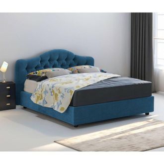 Dmora Cama Doble Aly, Desmontable, Hecho En Italia, Azul
