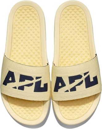 Athletic Propulsion Labs Womens Big Logo Techloom Slide Sandal In Lemon Zest/midnight