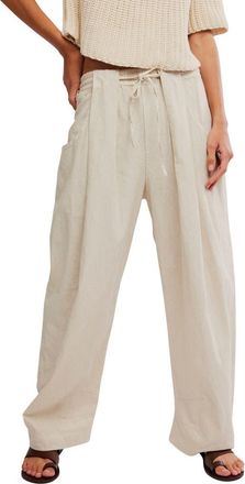 Free People Chambers Drawstring Linen & Cotton Pants in Summer Sand at Nordstrom, Size X-Small