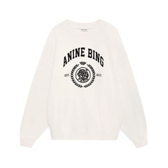 Anine Bing Miles Sweatshirt - Dames - Sweatshirts - Beige - XS - Katoen - Hoodies & sweatvesten