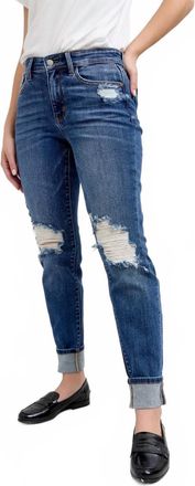 Judy Blue Mr. Boyfriend Fit Witth Destroy Jeans In Dark Blue