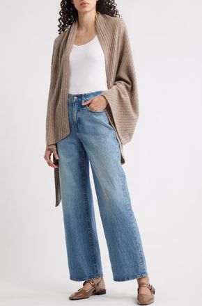 Nordstrom Rib Cashmere Travel Wrap in Tan Portabella at Nordstrom