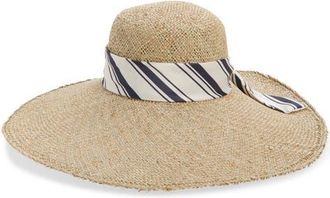 Rag & Bone Garden Seagrass Sun Hat in Blue White Straw at Nordstrom, Size Medium