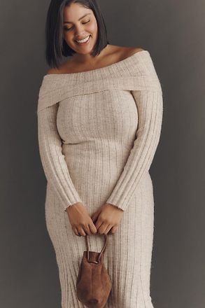 Glamorous Off-Shoulder Knit Midi Dress