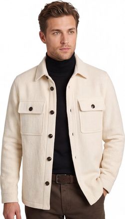 Profuomo Overshirt Profuomo beige dubbele borstzak effen
