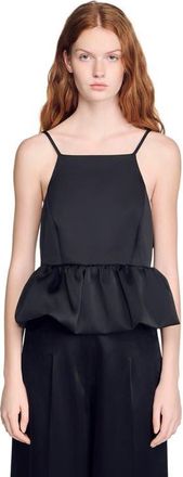 Sandro Ruffled crop top in Black at Nordstrom, Size X-Small