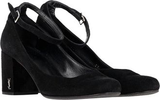 Saint Laurent Womens Suede Babies Ankle Strap Pump (Authentic Pre-Loved)