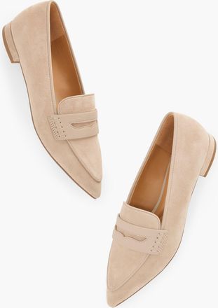 Talbots Scarlet Pointed Toe Suede Loafers - Rattan - 11M Talbots