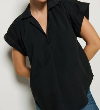 Nation Ltd Elliot V-Neck Shirt In Jet Black