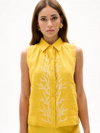Carolina K Sleevless Pina Shirt In Yellow