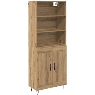 vidaXL Aparador Alto 2 Pcs Roble Artesanal Madera De Ingenier&iacute;a Vidaxl