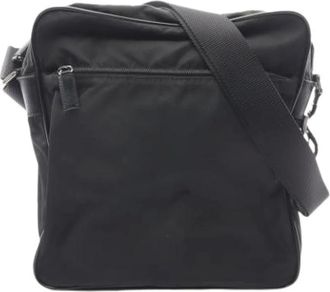 Prada Pre-owned Nylon Saffiano Triangle Crossbody Bag - unisex - Prada Vintage - Vintage Cross Body Bags - Black - ONE SIZE - Pre-owned