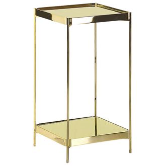 Beliani Beliani - Mesa Auxiliar Con Patas De Metal Y Tablero De Vidrio Templado Dorado Con Estante Alsea