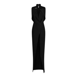 Elisabetta Franchi Gowns, female, Black, Size: XS Red Carpet Dress in Lightweight Crepe with Satin Lapels