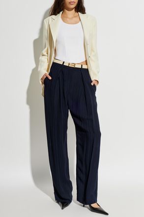 Victoria Beckham Pleated Trousers, Womens, Navy Blue