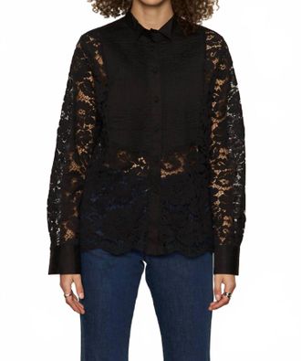 Sanctuary Serendipity Lace Tuxedo Shirt In Black