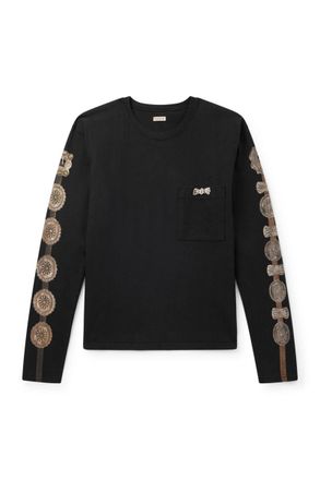 KAPITAL Dense Appliquéd Printed Cotton-Jersey T-Shirt