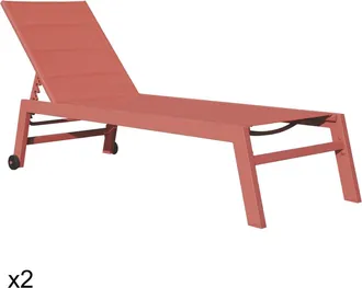 Happy Garden Lote de 2 tumbonas de textileno y aluminio terracota