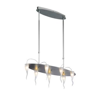 Netlighting 7 Light Straight Bar Pendant Ceiling Light Satin Nickel in Grey