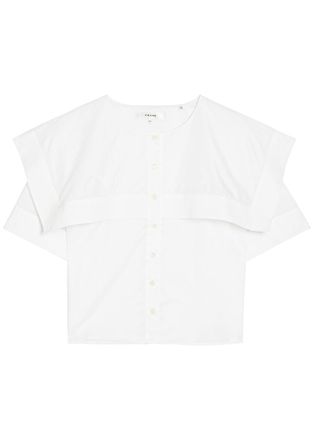 Frame Denim Cape-effect Cotton Blouse - White - S (UK8-10 / S)