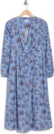 Derek Lam Valerie Twist Front Long Sleeve Cotton Dress in Denim Blue Multi at Nordstrom Rack, Size 00
