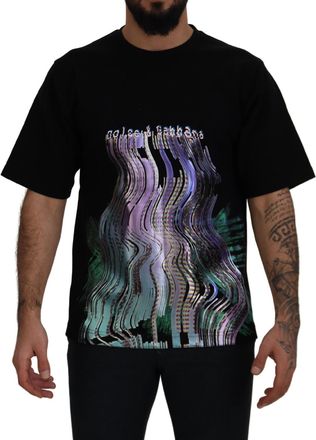 Dolce & Gabbana Cotton Black Printed Crewneck Tee Mens T-shirt