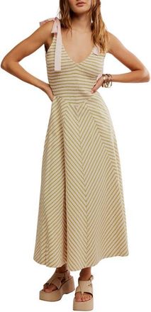 Free People Cecelia Stripe Tie Shoulder Midi Dress in Palma Combo at Nordstrom, Size X-Large