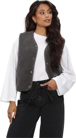 Object Object, Jassen, Dames, Grijs, S, Polyester, Objella Waistcoat Noos