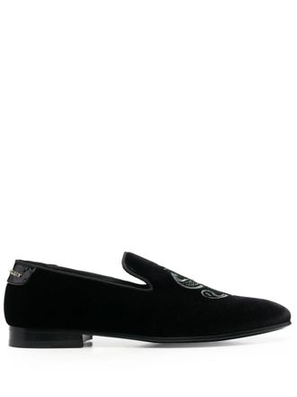 Philipp Plein Money velvet loafers - men - Leather/Leather/Polyester - 40 - Black