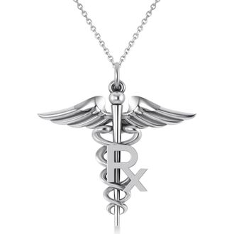 Allurez Medical RX Pharmacy Symbol Pendant Necklace 14k in White Gold at Nordstrom, Size 18