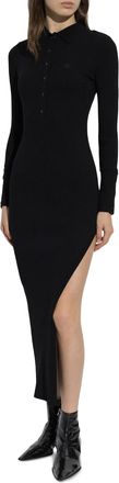 Courr&egrave;ges Rib Knit Polo High Slit Dress