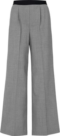 Msgm Grijze Wollen Broek met Wijde Pijpen - Dames - Wijde Broeken - Grijs - L - Wol - Broeken