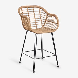 Sklum Sklum - Pack De 4 Taburetes Altos De Jard&iacute;n En Mimbre Sint&eacute;tico Zole