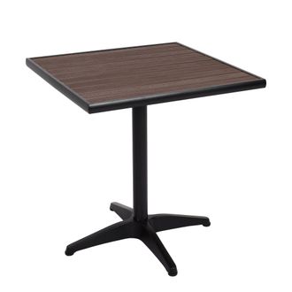 Hhg Mesa De Jard&iacute;n Hhg 861, Mesa De Balc&oacute;n Mesa Bistro, Gastronom&iacute;a Revestimiento Exterior Aluminio Aspecto Madera, Negro, Marr&oacute;n Oscuro