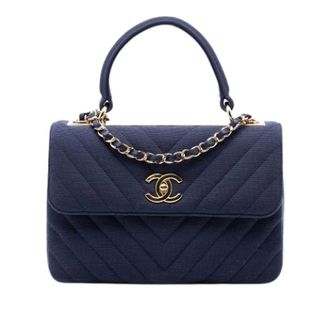 Chanel Pre-owned Trendy CC Satchel - Dames - Pre-owned - Blauw - Maat: ONE Size Katoen