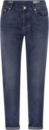 Brunello Cucinelli Slim Fit Denim Jeans - Heren - Slim Fit Jeans - Blauw - 2XL - Denim - Jeans
