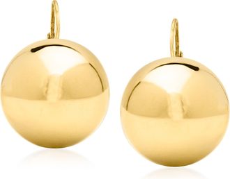 Ross-Simons Italian 18mm 18kt Gold Over Sterling Ball Drop Earrings