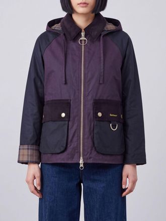 Barbour Giacca in cotone cerato con cappuccio e colletto in velluto