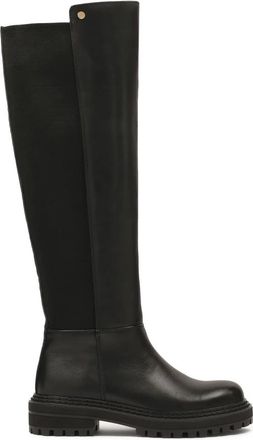 Kazar Zwarte laarzen met instapper boven op trep zool - Dames - Hoge Laarzen - Zwart - 40 EU - Leer - Schoenen