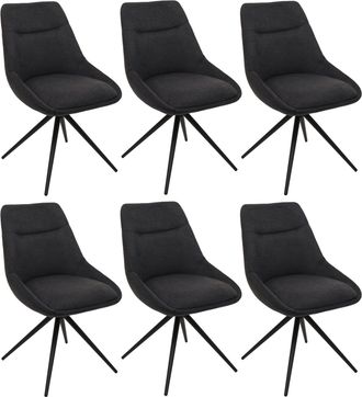 Hhg Lote De 6 Silla De Comedor Hhg 066, Silla De Cocina Sill&oacute;n Silla, Giratoria Autoposicionable Metal Tela/textil, Antracita