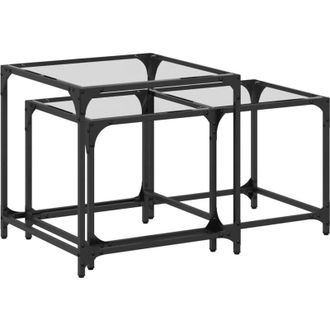 vidaXL Vidaxl - Nesting Coffee Tables 2 pcs with Transparent Glass Top Steel