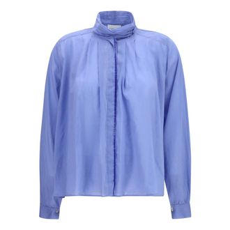 Forte_Forte Camicetta con collo alto e pieghe - - Blouses & Shirts - Donna - Blu - L